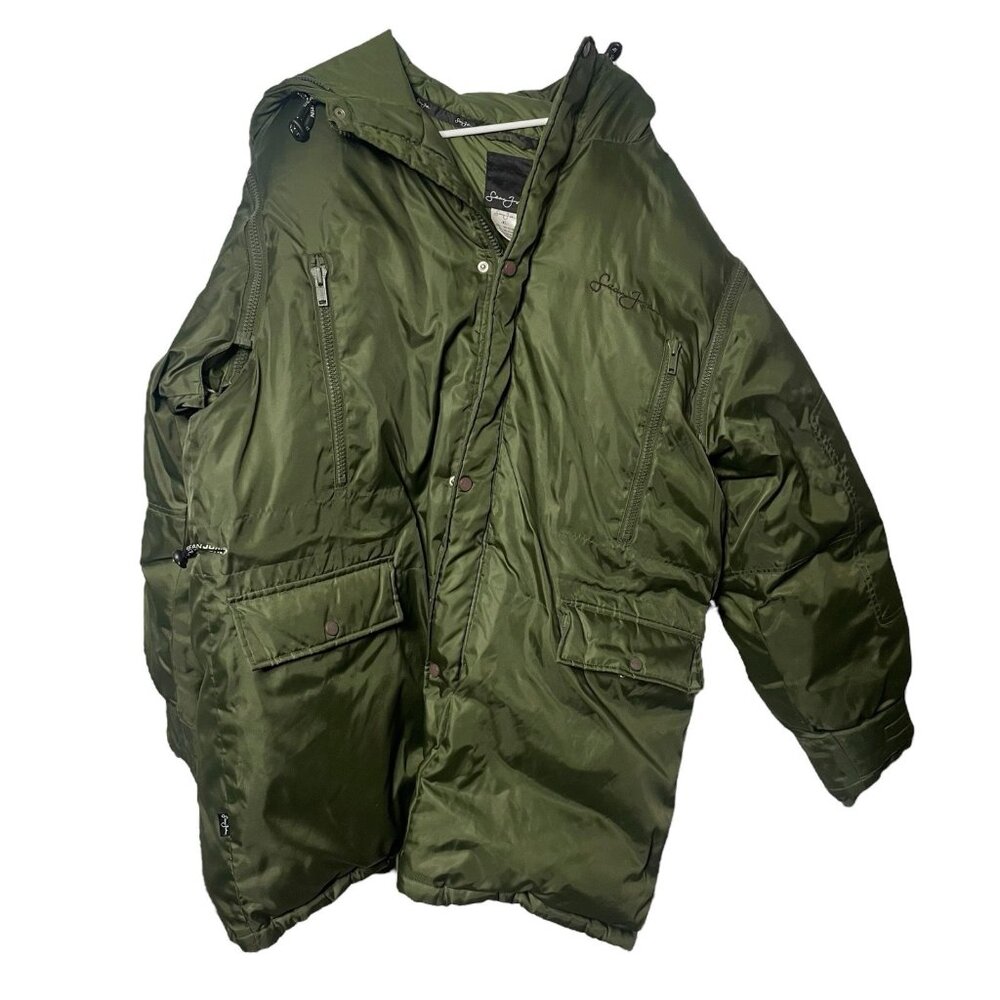 Sean John  Military Down Parka Coat Jacket Men’s XL Green Y2K  Long Puffer